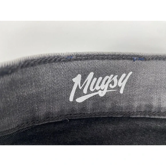 Mugsy Jeans Mens 32x32 Gray Beans Stretch Distress Whiskering Denim Grunge Biker - Picture 11 of 12